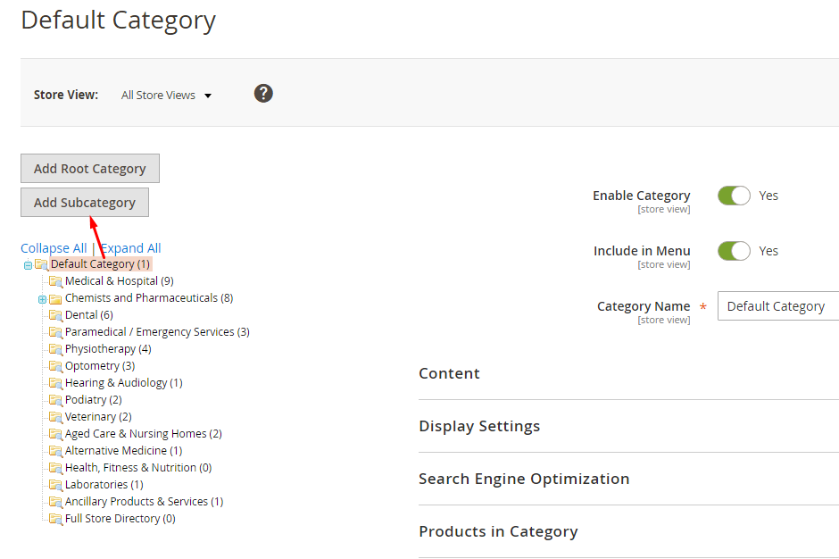 Add category in magento 2